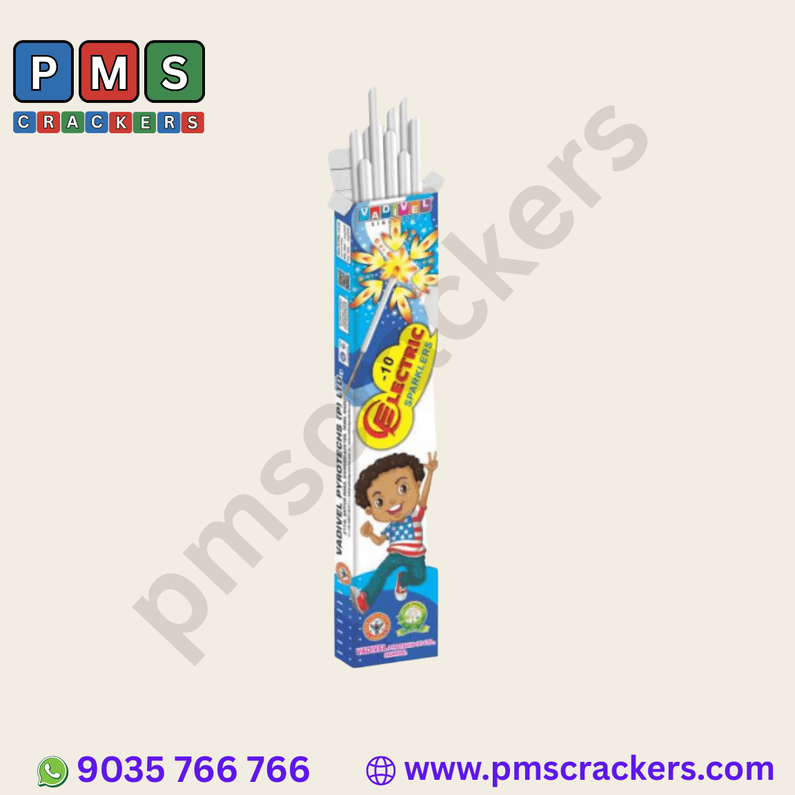 10 Cm Electric Sparklers – 50 Pcs Box | Vadivel Fireworks | PMS Crackers