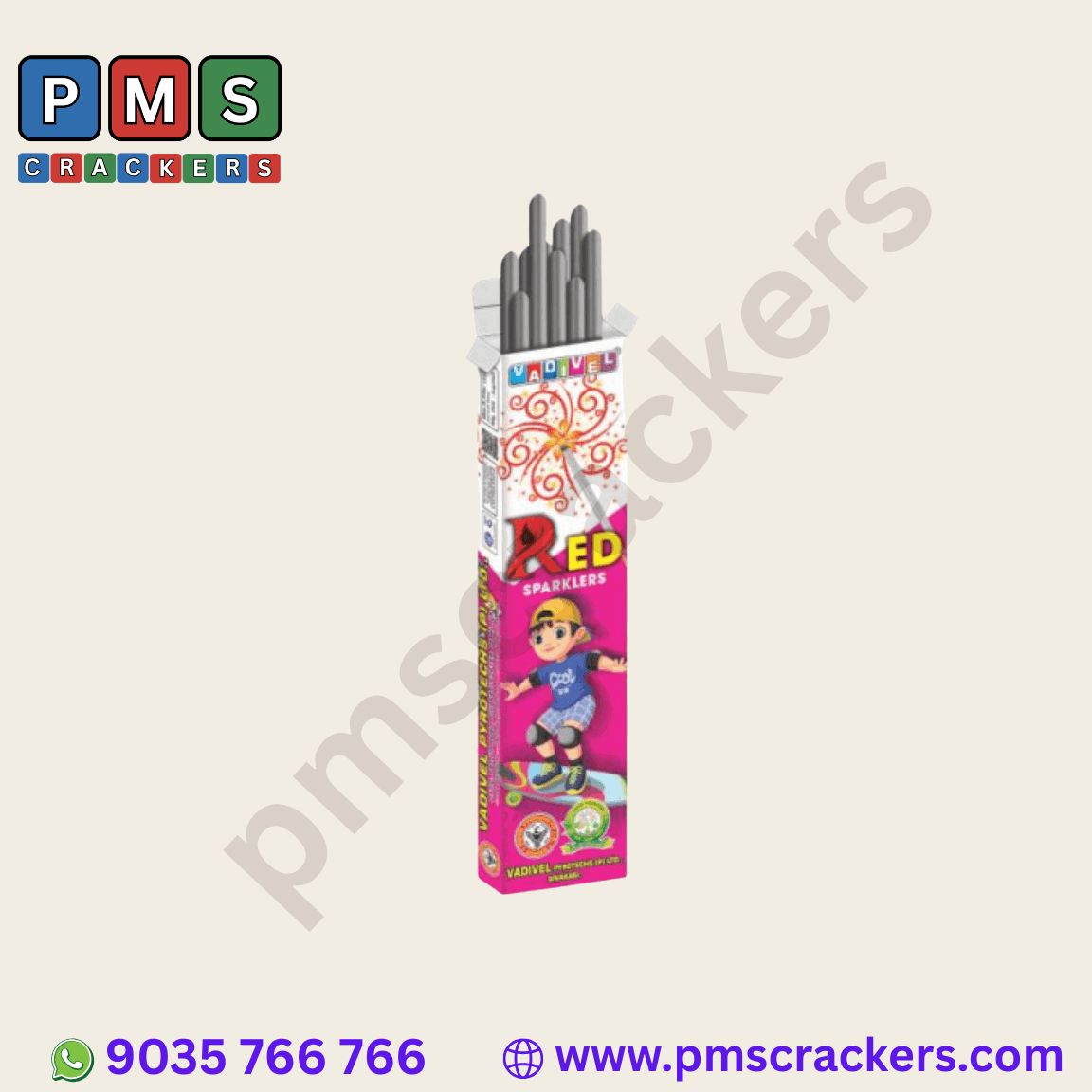 7 Cm Red Sparklers – 10 Pcs Box | Vadivel Fireworks | PMS Crackers thumbnail